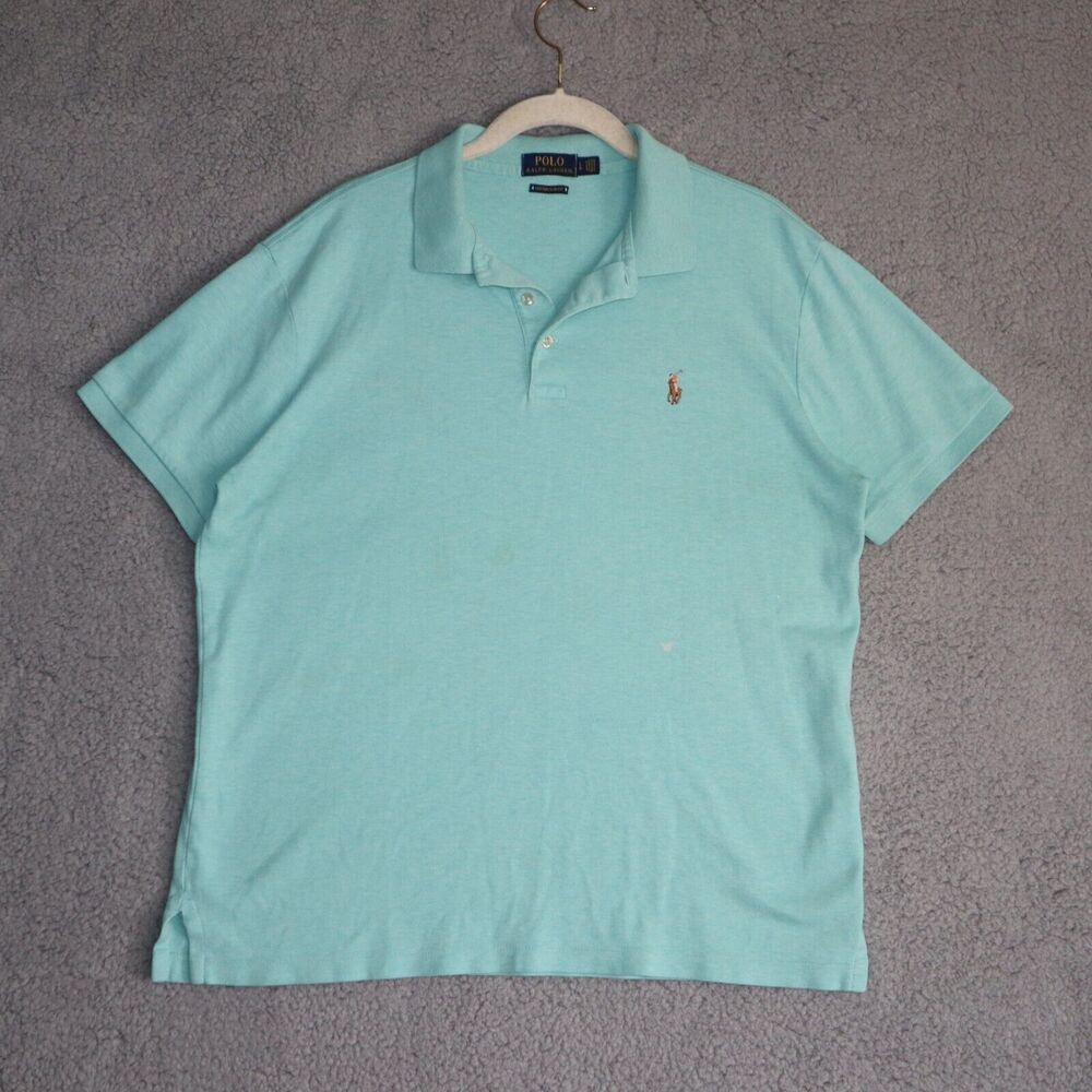 Polo Ralph Lauren Polo Shirt Mens Medium Green Rugby Pullover Golf Flesh Pony